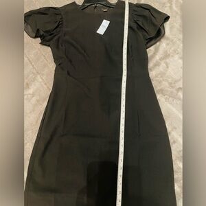 Ann Taylor Black Sheath Mini Dress with Puff Sleeves